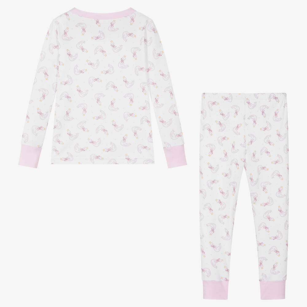 ماغنوليا بيبي-بيجاما قطن بيما لون أبيض وزهري للبنات | Childrensalon Outlet