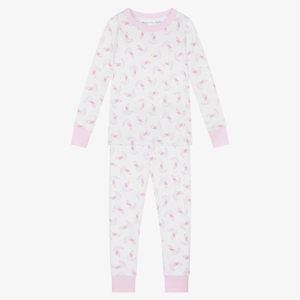 Magnolia Baby-Girls White & Pink Princess Swan Pyjamas | Childrensalon Outlet