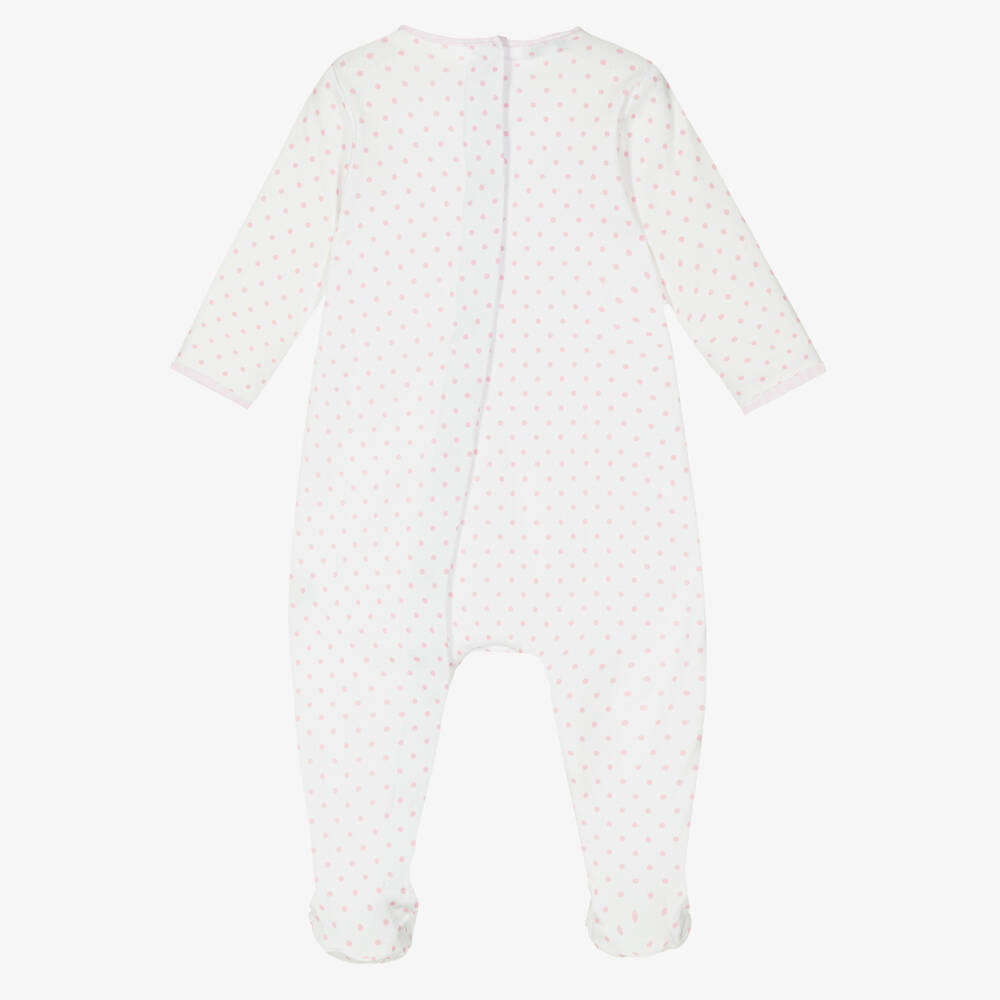 Magnolia Baby-Girls White & Pink Smocked Babygrow | Childrensalon Outlet