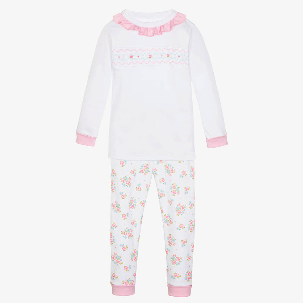 Magnolia Baby - Girls White Smocked Annalise's Classics Pyjamas | Childrensalon