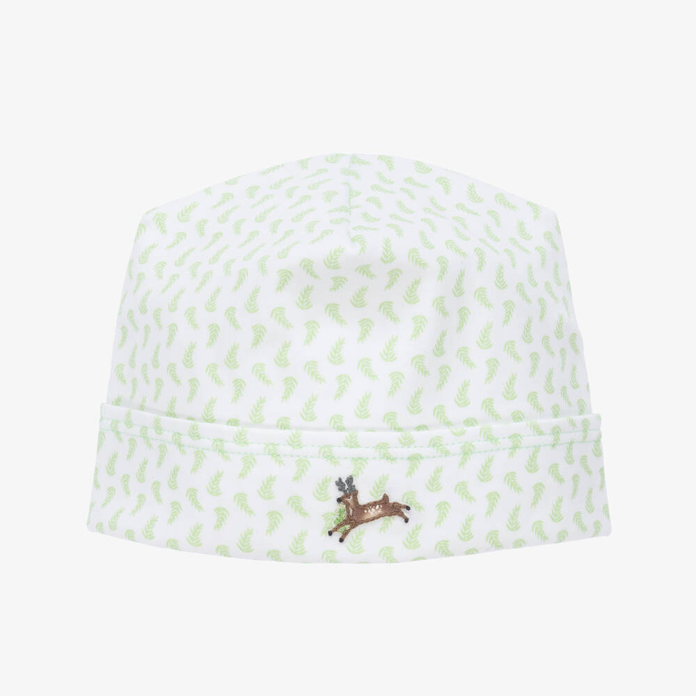 Magnolia Baby - قبعة قطن بيما لون أبيض وأخضر للمواليد | Childrensalon