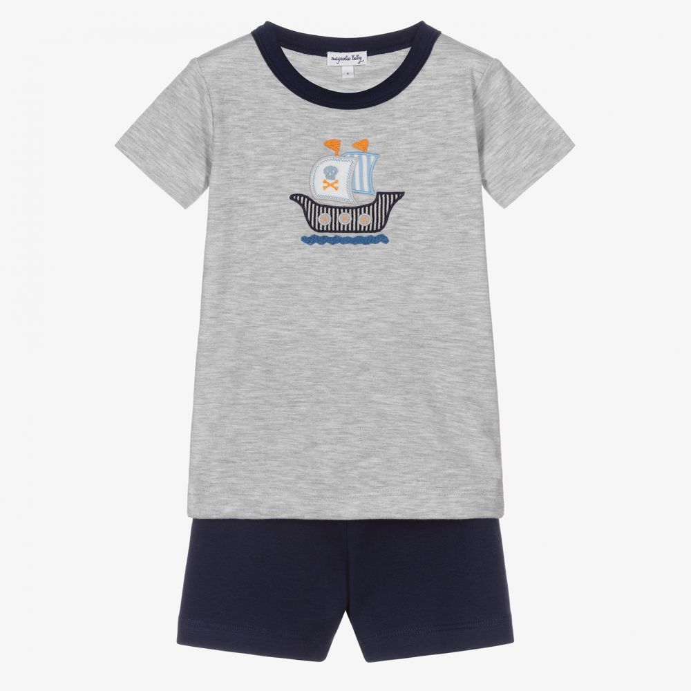 Magnolia Baby - Серая хлопковая пижама с пиратом | Childrensalon