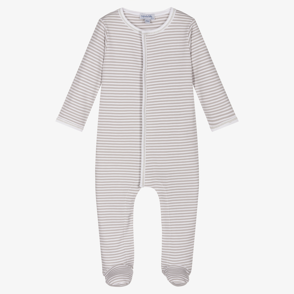 Magnolia Baby - Grey Pima Cotton Babygrow | Childrensalon