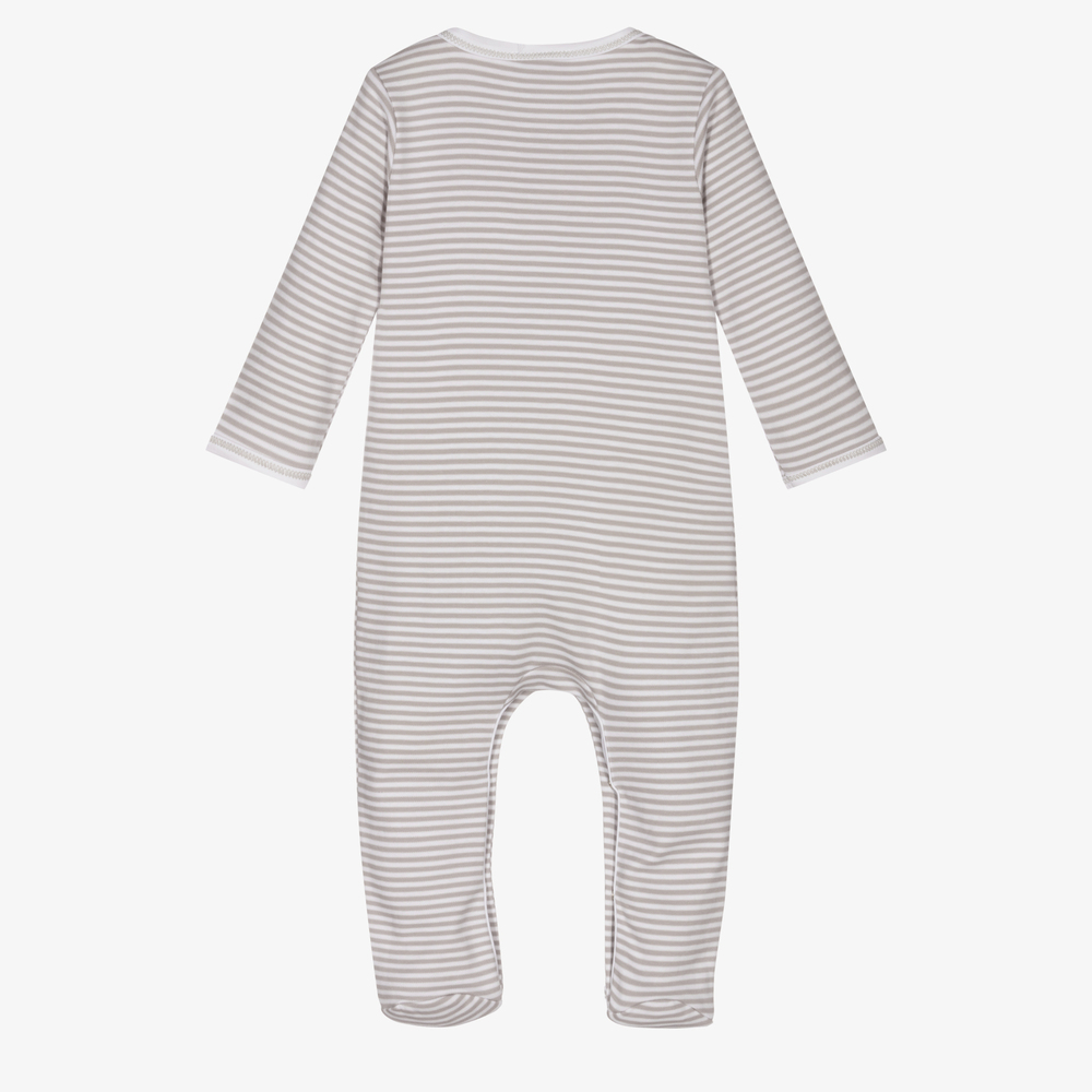 Magnolia Baby-Grey Pima Cotton Babygrow | Childrensalon Outlet