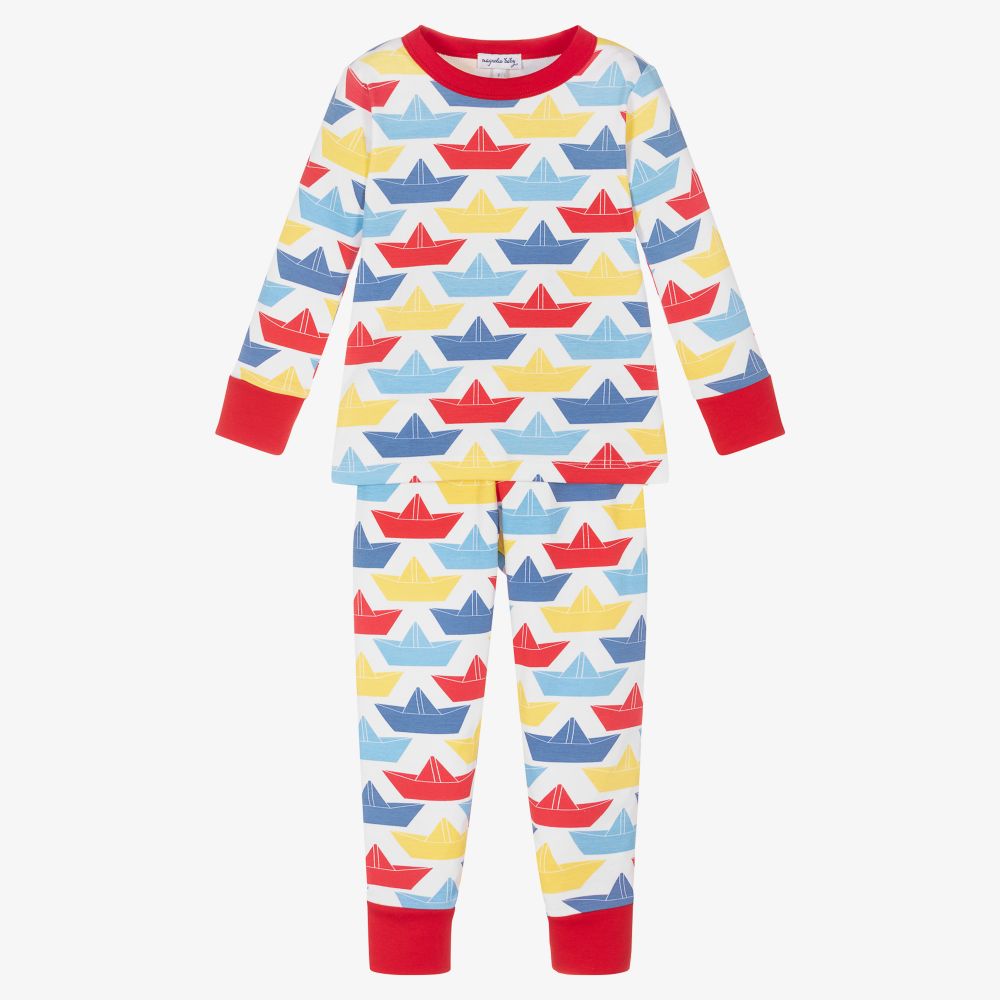 Magnolia Baby - Pyjama en coton Pima à motif bateaux | Childrensalon