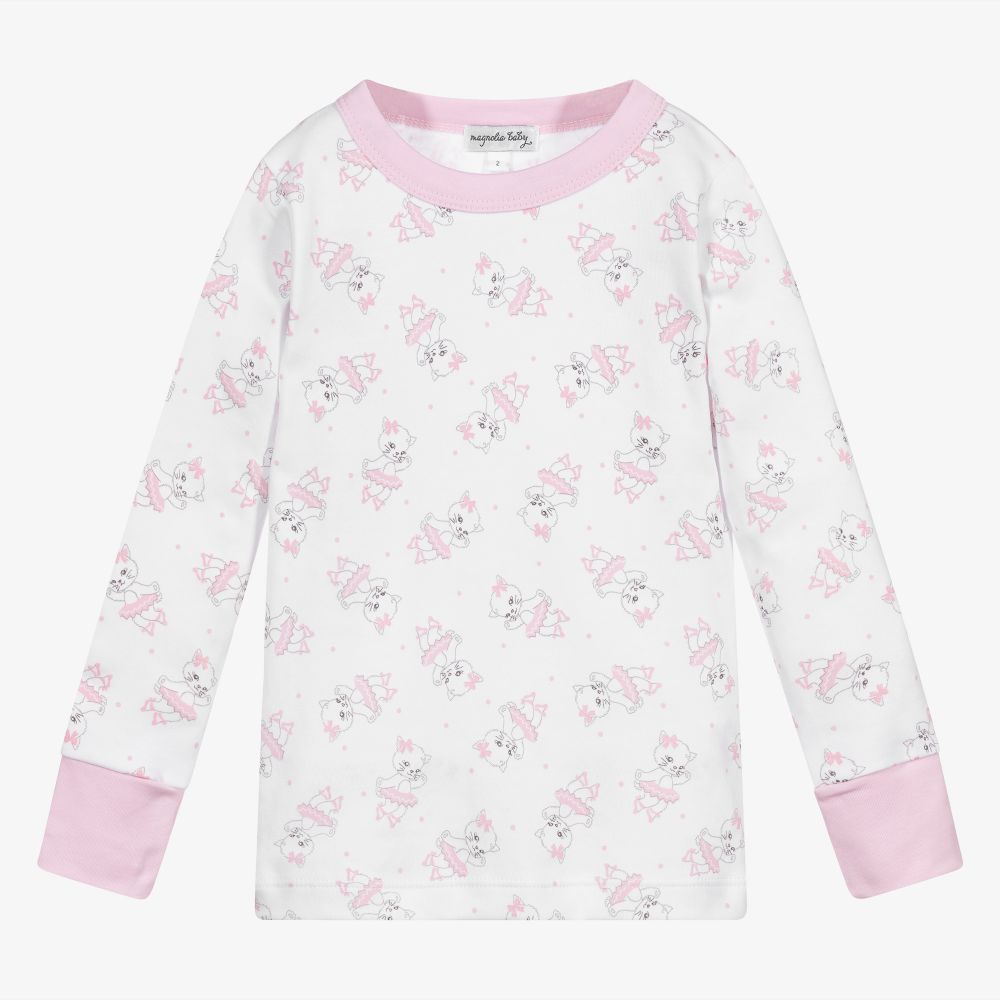 Magnolia Baby-بيجاما قطن بيما لون أبيض للبنات | Childrensalon Outlet