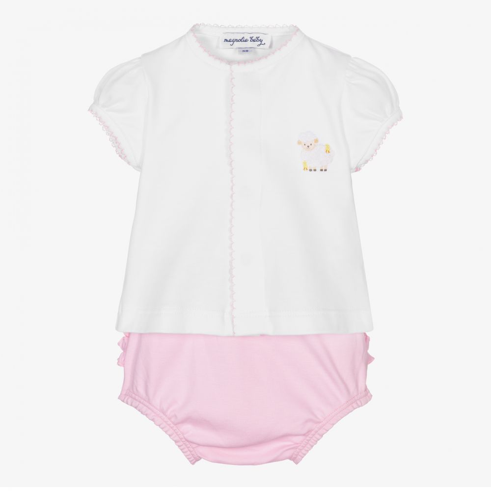 Magnolia Baby - Pima Cotton Lamb Shorts Set | Childrensalon