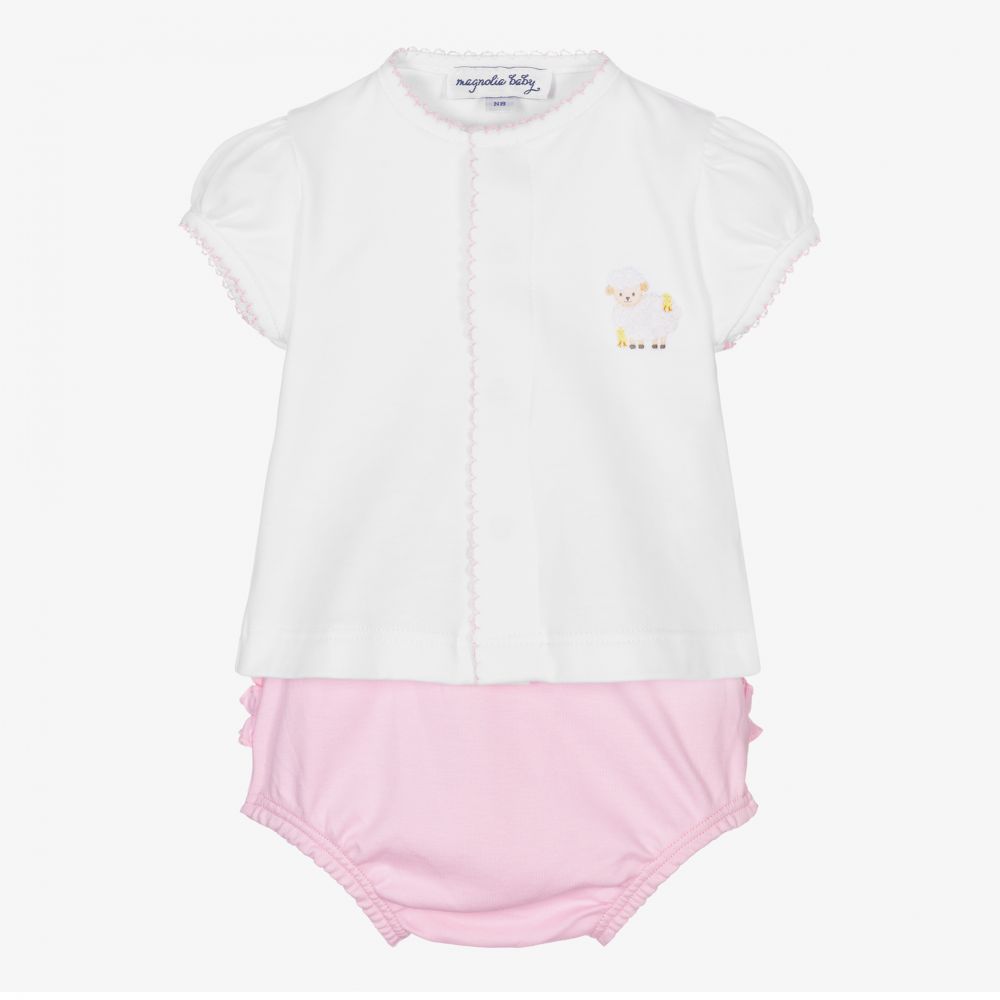 Magnolia Baby - Ens. short coton Pima Agneau | Childrensalon