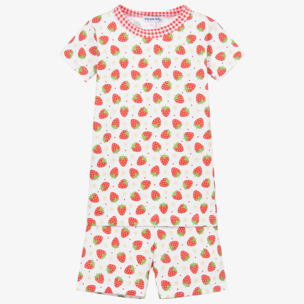 Magnolia Baby-بيجاما شورت قطن بيما جيرسي لون أبيض للبنات | Childrensalon Outlet