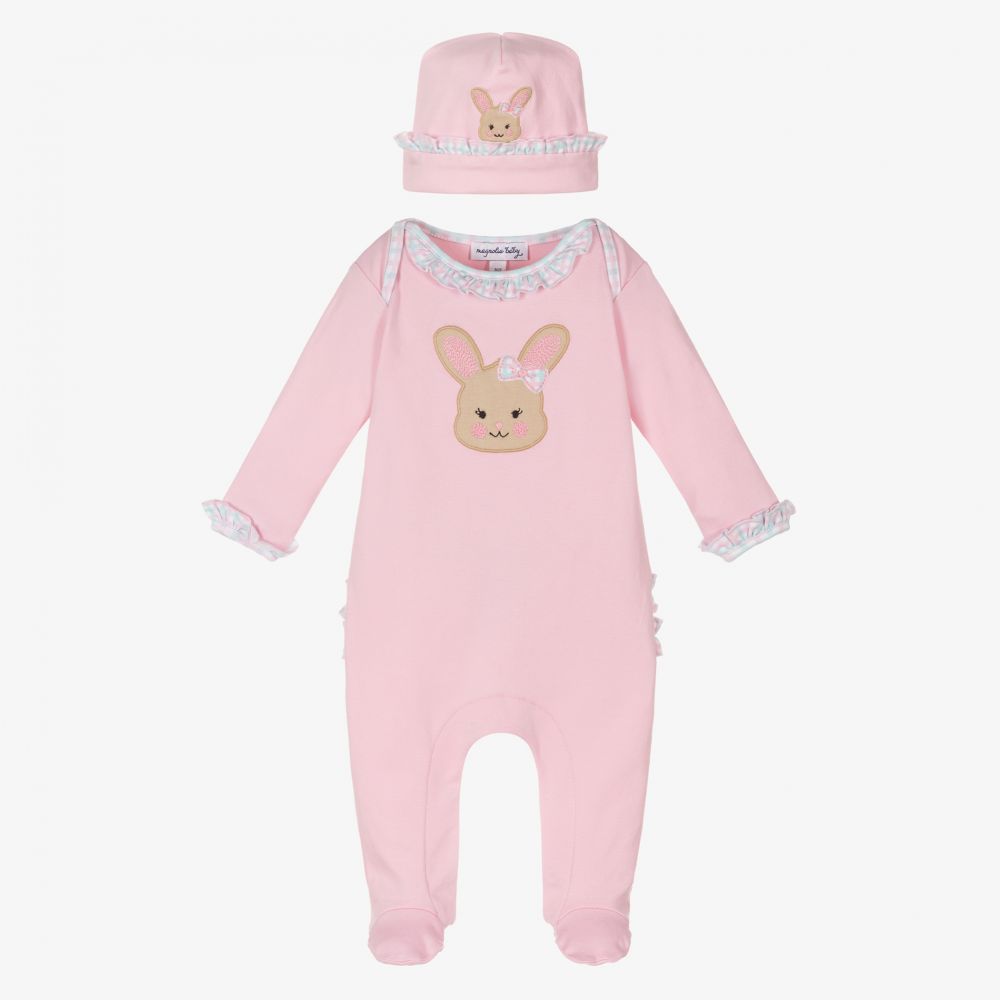 Magnolia Baby - Rosa Hasenstrampler-Set  | Childrensalon