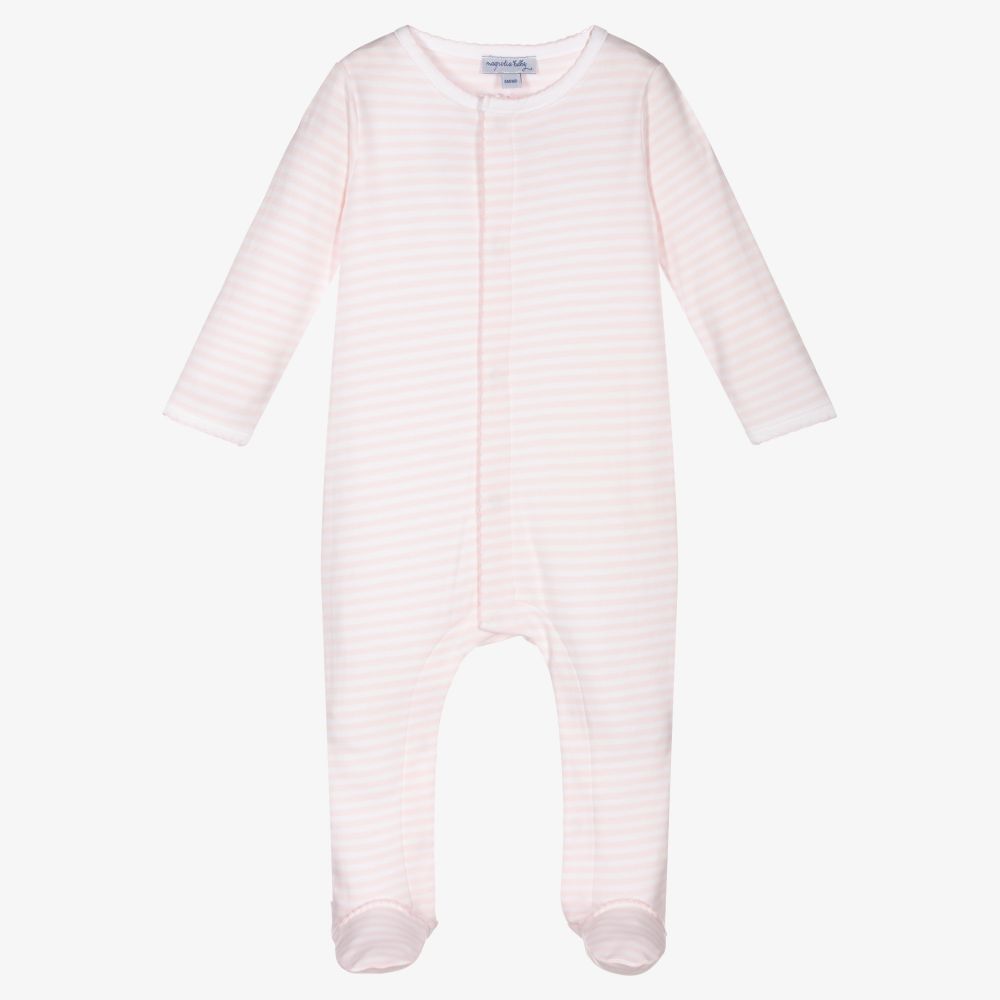 Magnolia Baby - Pink Pima Cotton Babygrow | Childrensalon