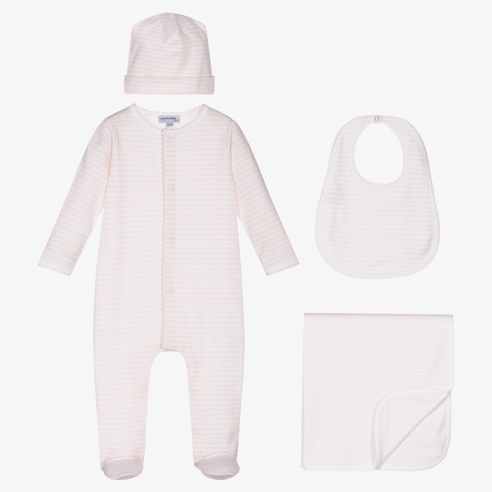 Magnolia Baby - Pink Pima Cotton Babysuit Set | Childrensalon