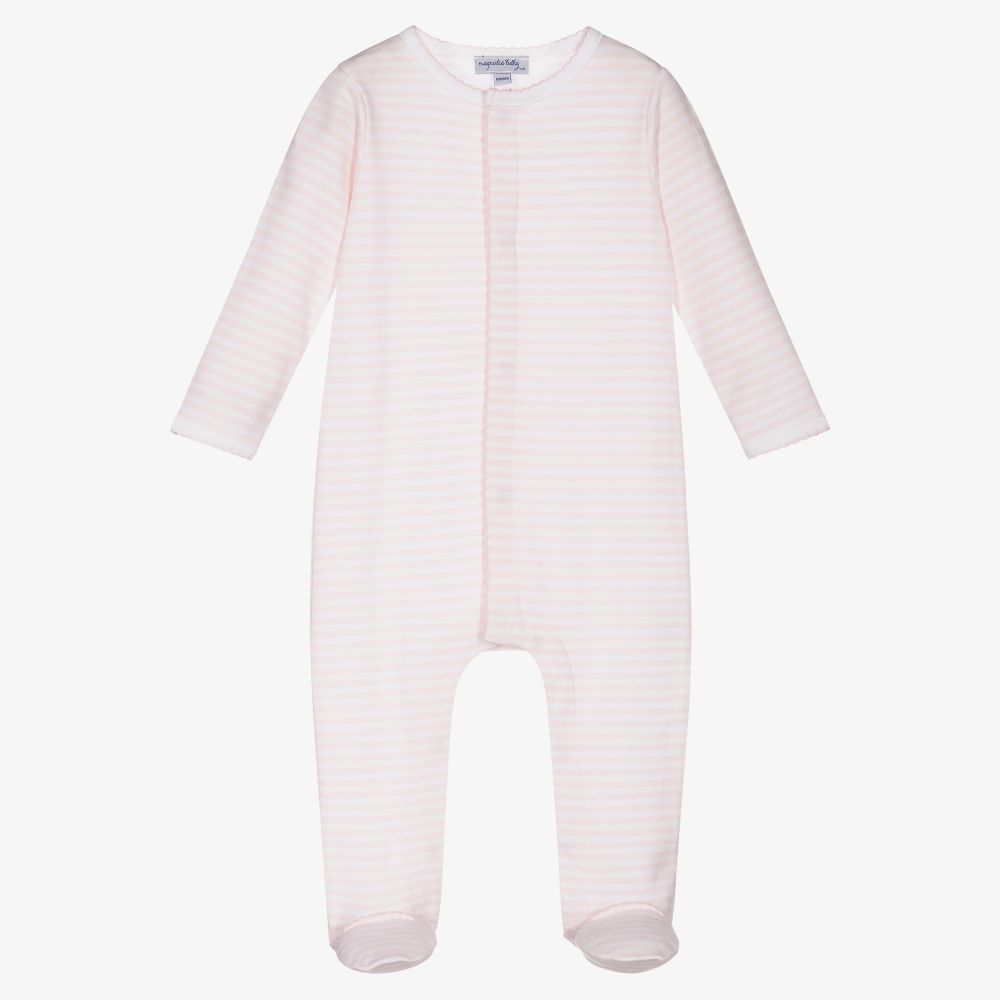 Magnolia Baby-Pink Pima Cotton Babysuit Set | Childrensalon Outlet