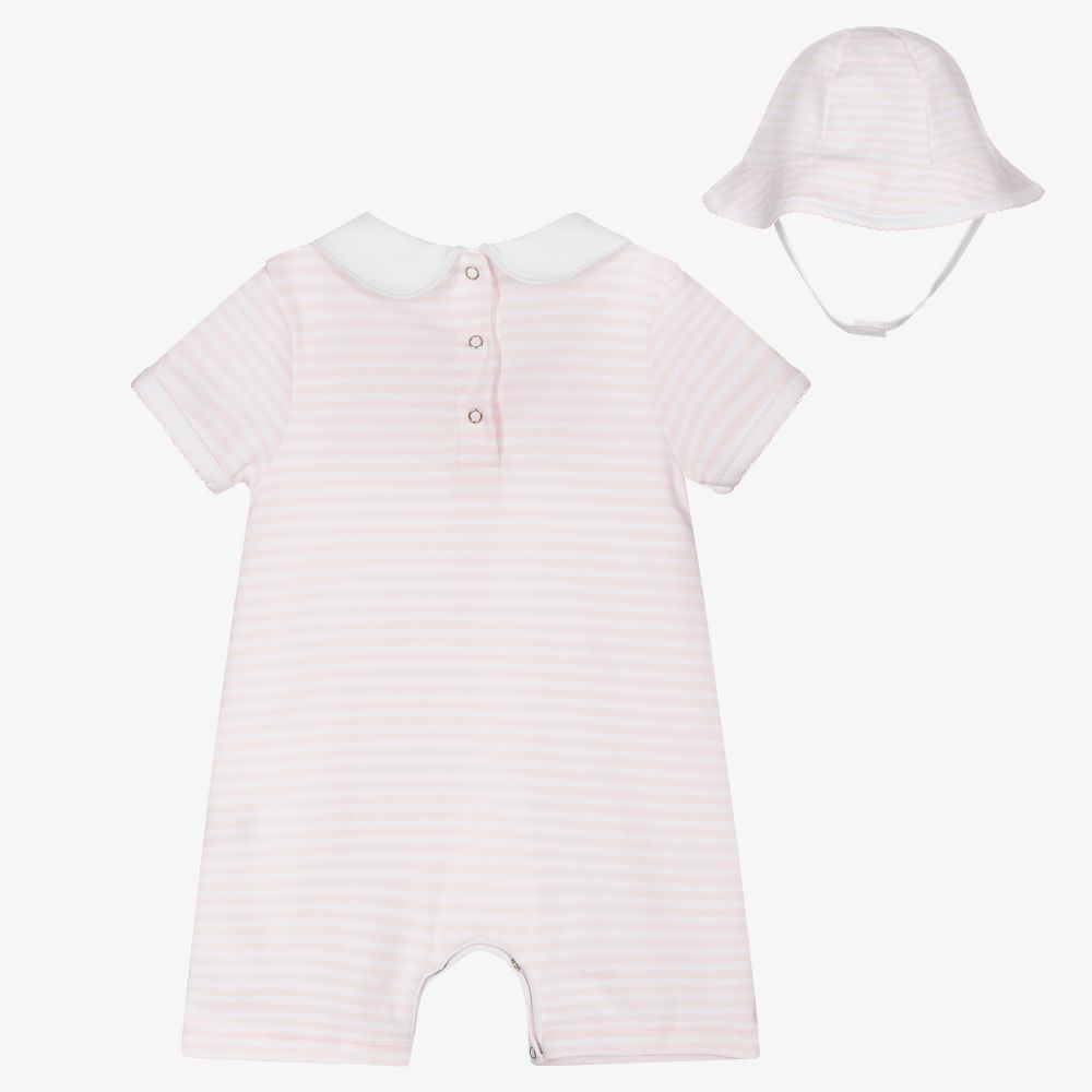 Magnolia Baby-Pink Pima Cotton Babysuit Set | Childrensalon Outlet
