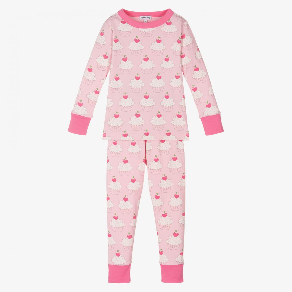 Magnolia Baby - Pyjama rose en coton à motif gâteaux Pima | Childrensalon