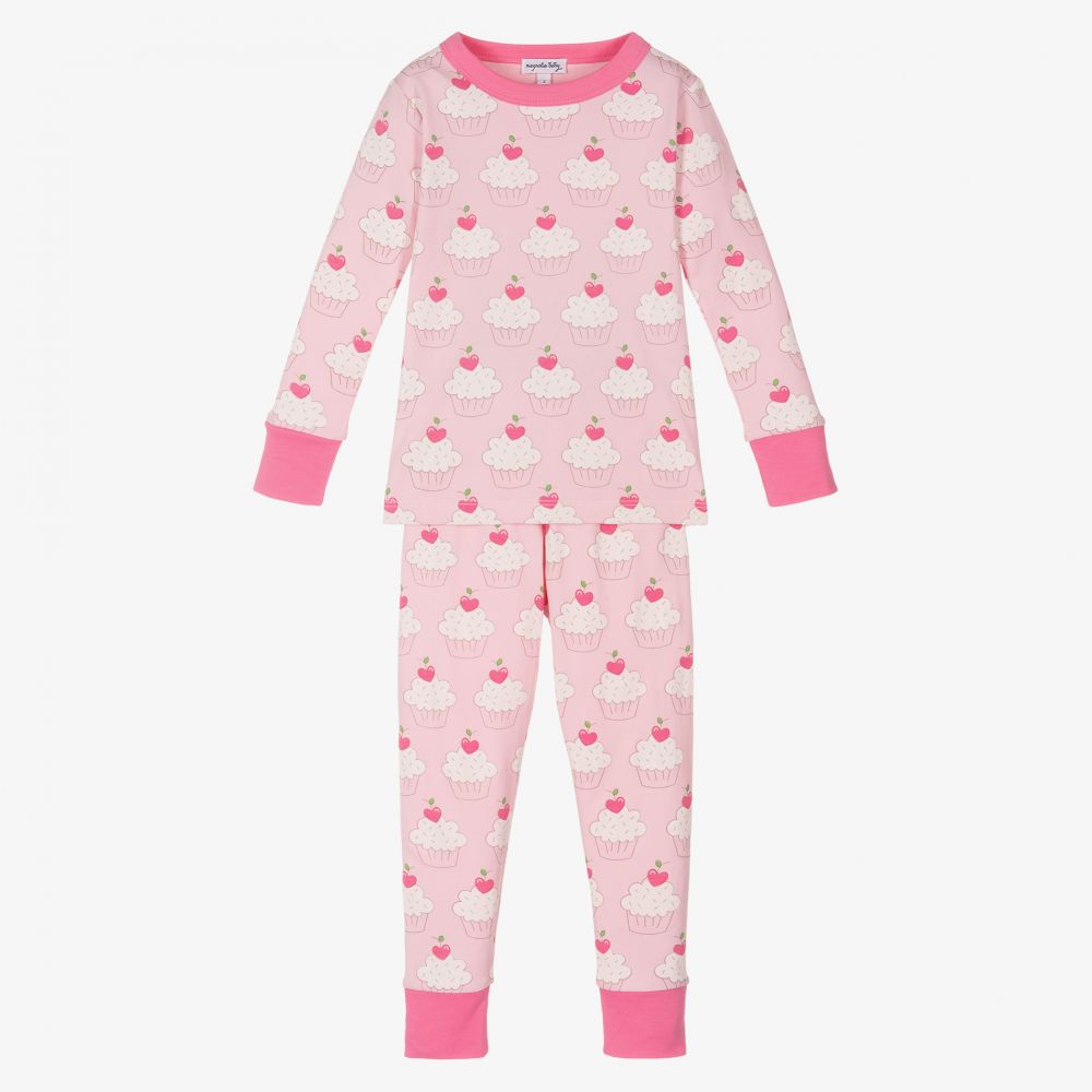 Magnolia Baby Pink Pima Cotton Cake Pyjamas Childrensalon Outlet