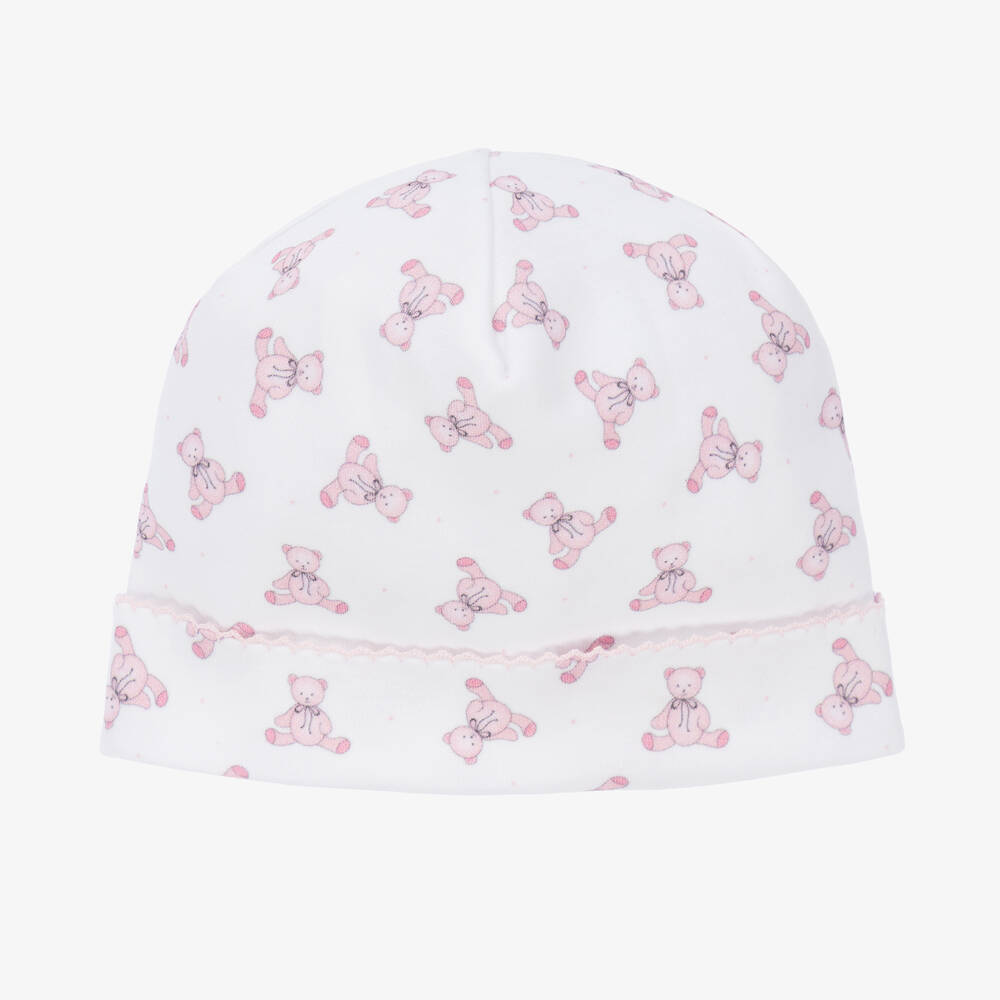 Magnolia Baby-Pink & White Teddy Baby Hat | Childrensalon Outlet