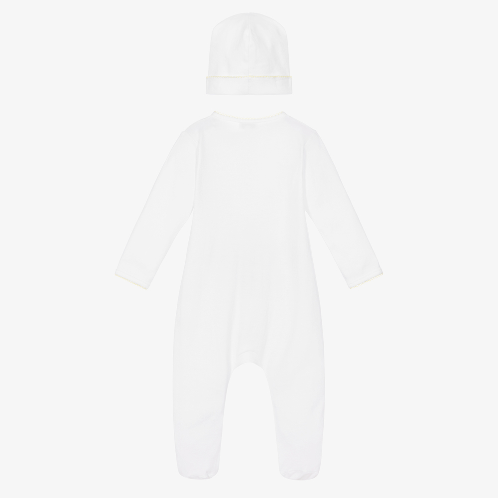 Magnolia Baby-Белый комбинезон и шапочка с пчелой | Childrensalon Outlet