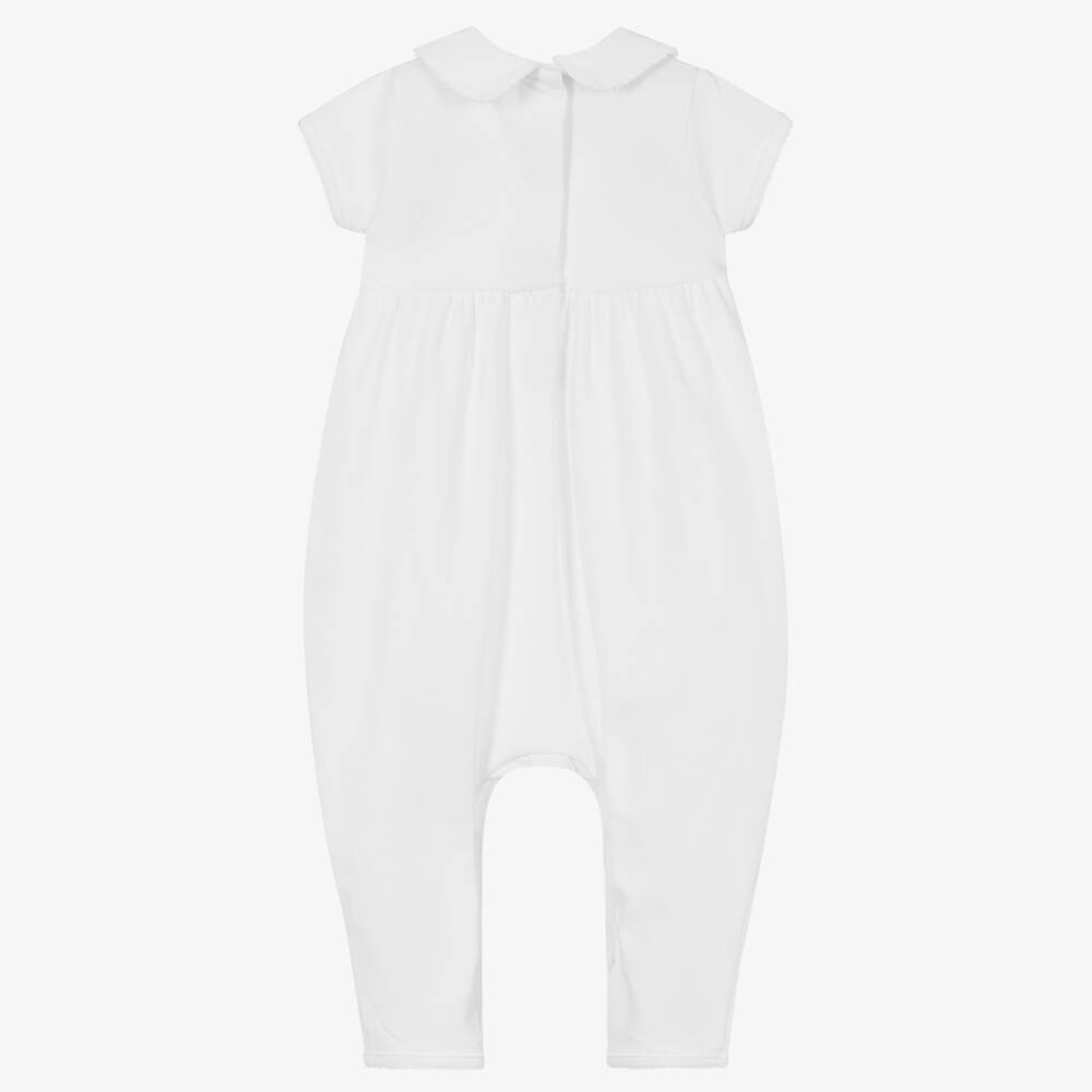 Magnolia Baby-White Blessed Cross Pima Cotton Babygrow | Childrensalon Outlet