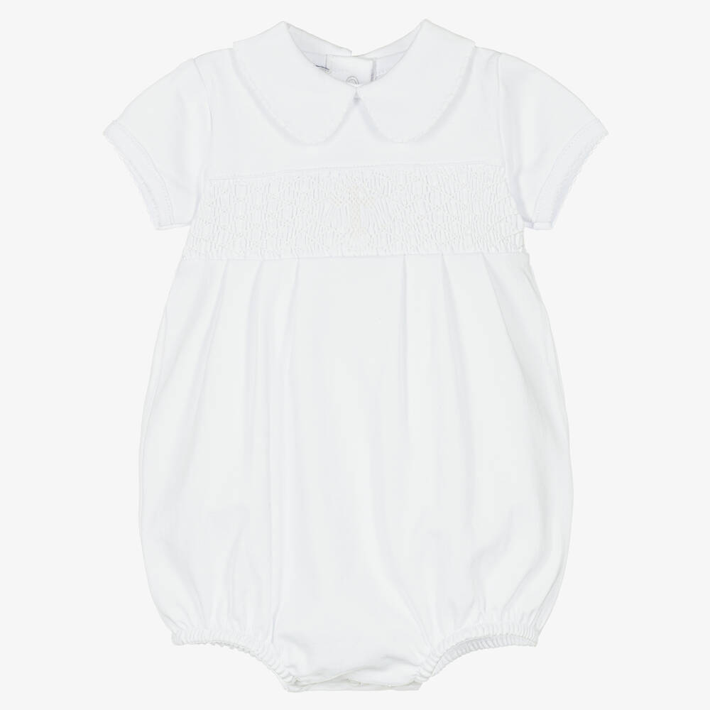 Magnolia Baby - White Blessed Pima Cotton Baby Shortie | Childrensalon