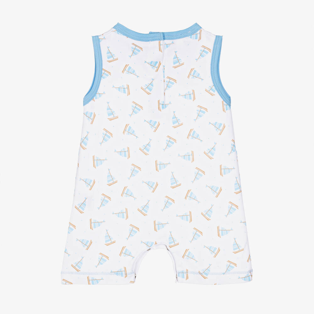 Magnolia Baby-Бело-голубой хлопковый песочник с парусниками | Childrensalon Outlet