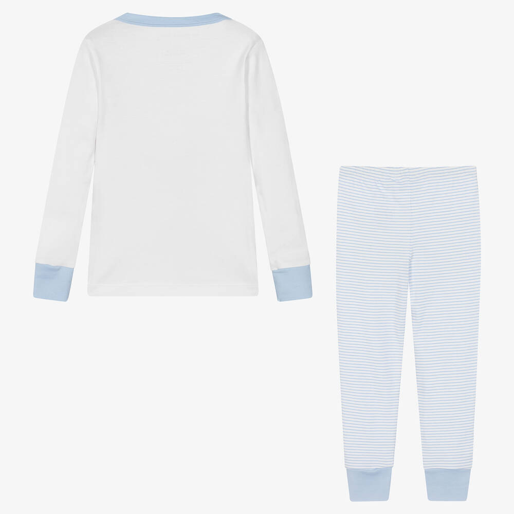 Magnolia Baby-Бело-голубая хлопковая пижама со сборками | Childrensalon Outlet