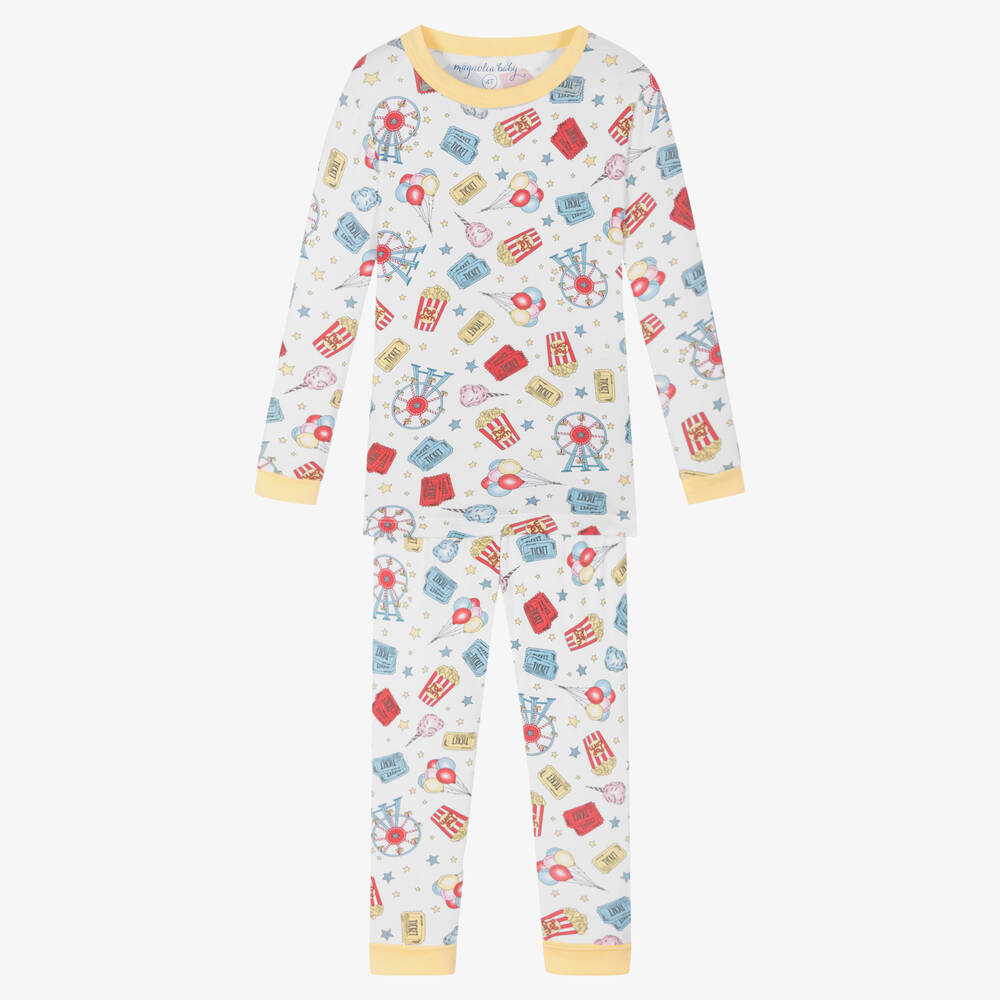 Magnolia Baby - Белая пижама из джерси с ярмарочным принтом | Childrensalon