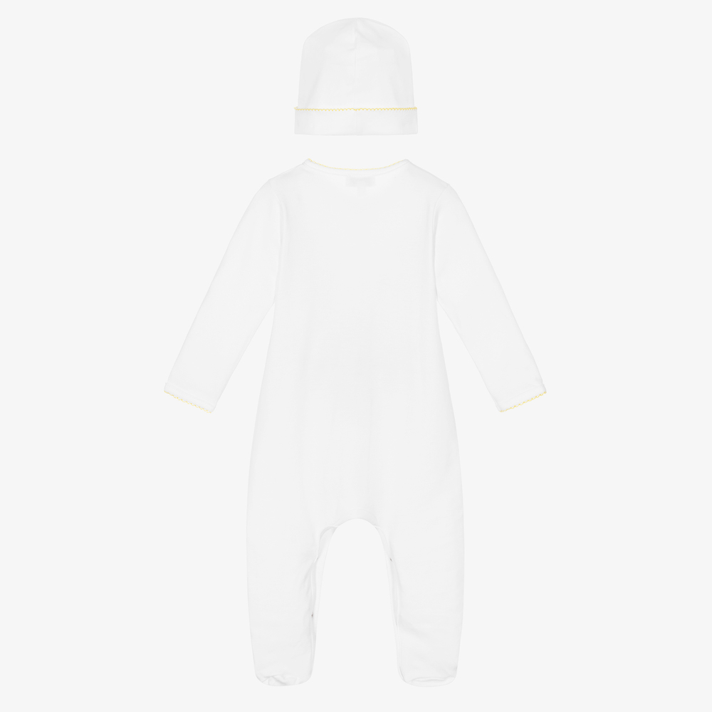 ماغنوليا بيبي-طقم بيبي غرو وقبعة قطن بيما جيرسي لون أبيض للأطفال | Childrensalon Outlet