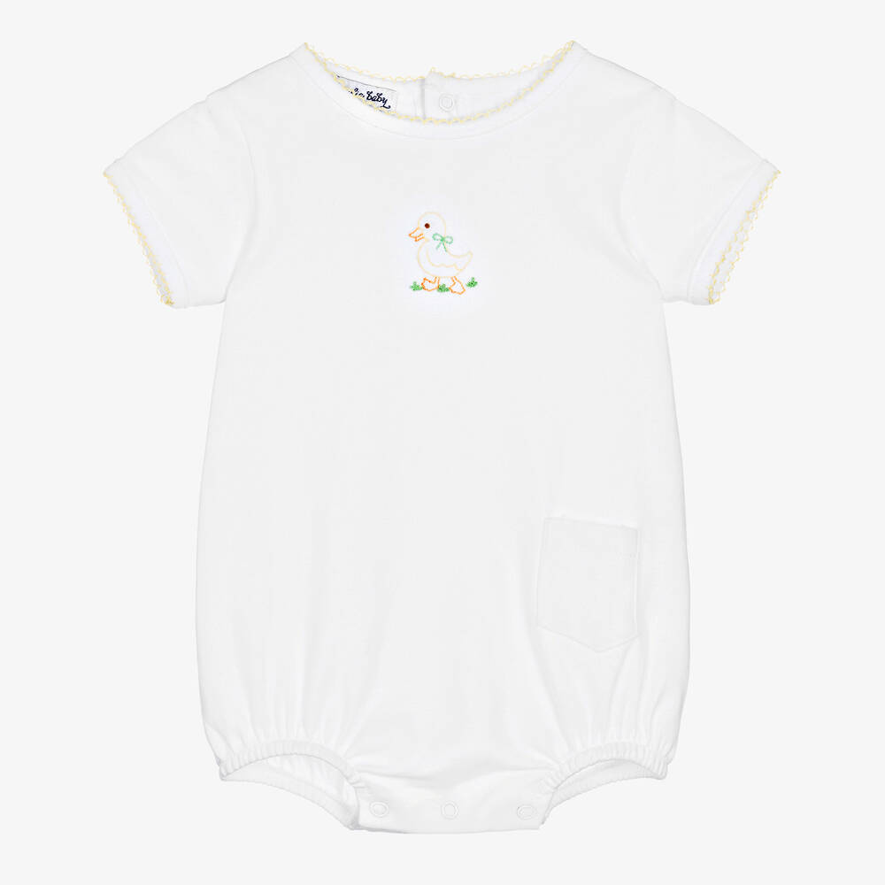 Magnolia Baby - White Little Quacker Pima Cotton Shortie | Childrensalon