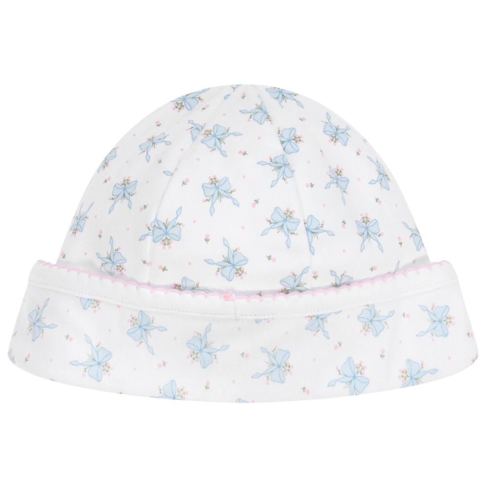 Magnolia Baby-قبعة قطن بيما لون أبيض وأزرق للمولودات | Childrensalon Outlet