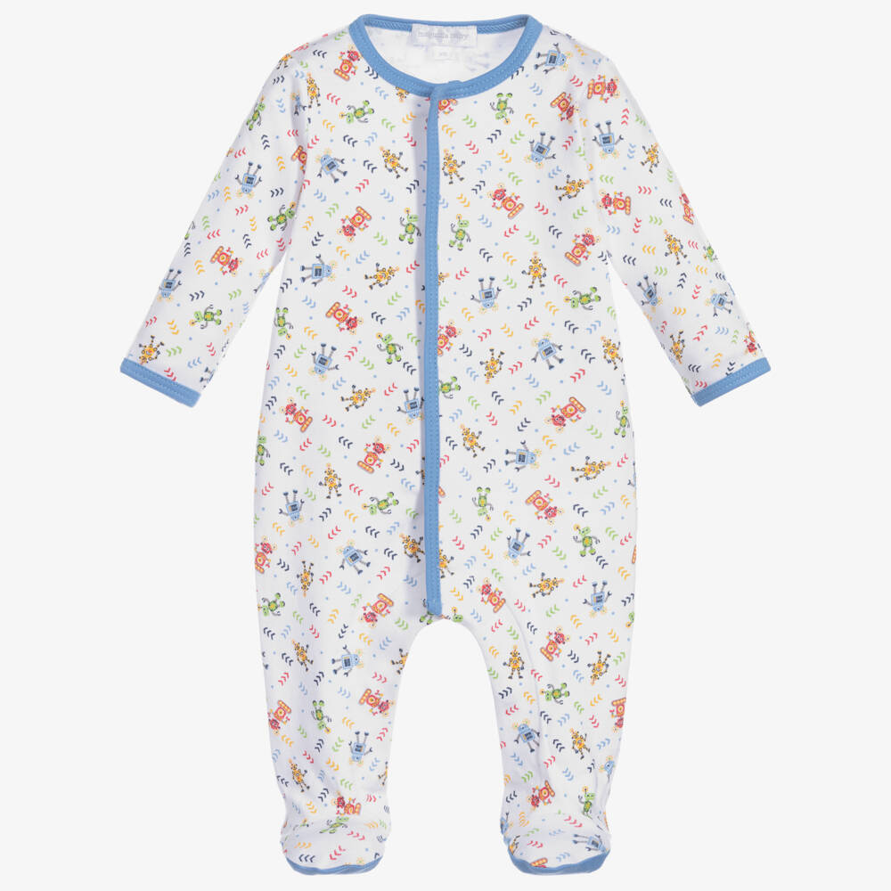 Magnolia Baby-White Pima Cotton Babygrow | Childrensalon Outlet