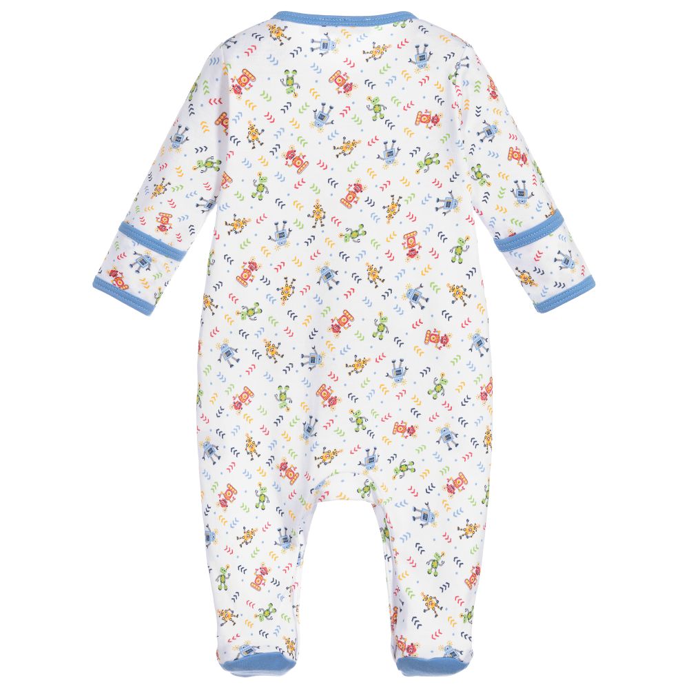 Magnolia Baby-White Pima Cotton Babygrow | Childrensalon Outlet
