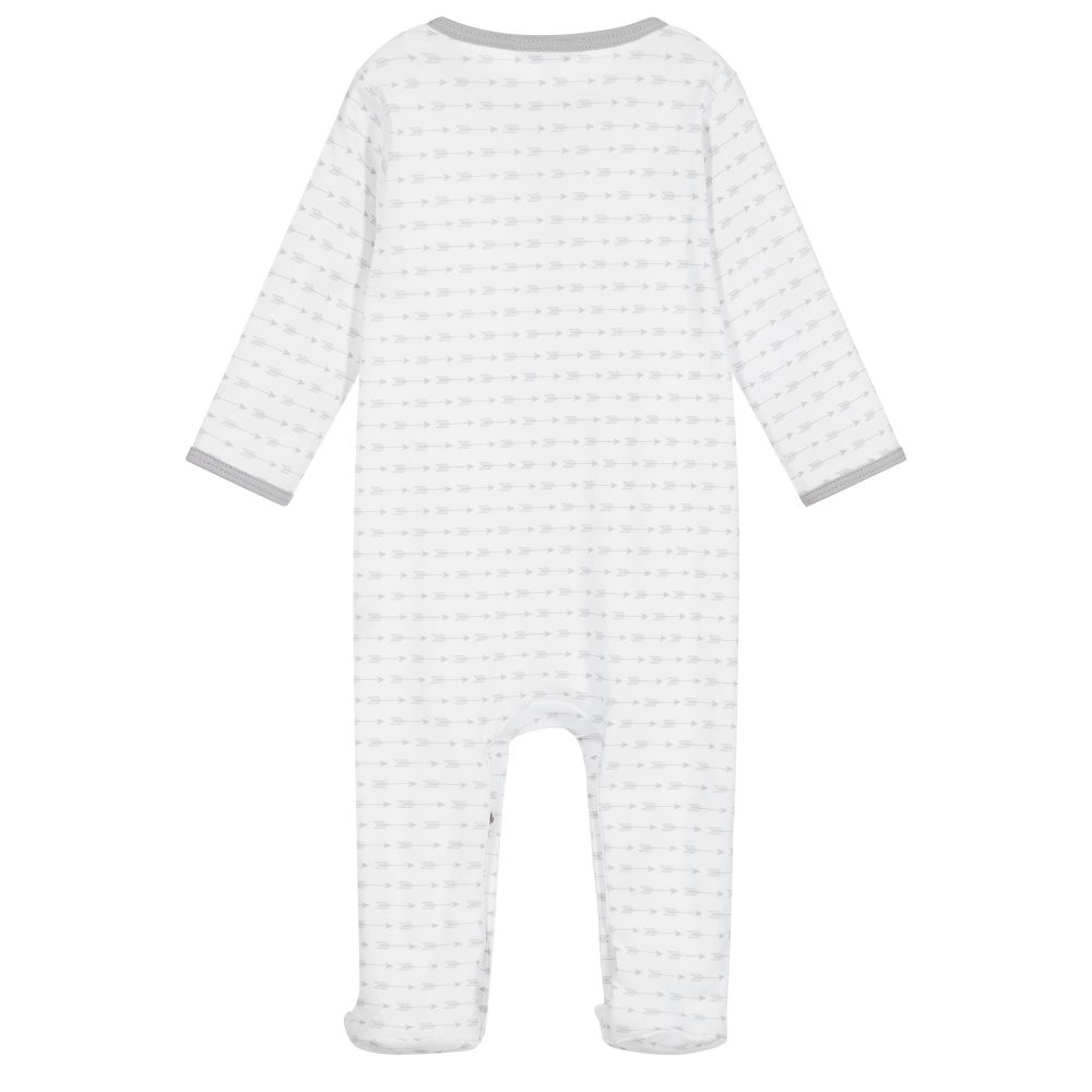 Magnolia Baby-White Pima Cotton Babygrow | Childrensalon Outlet