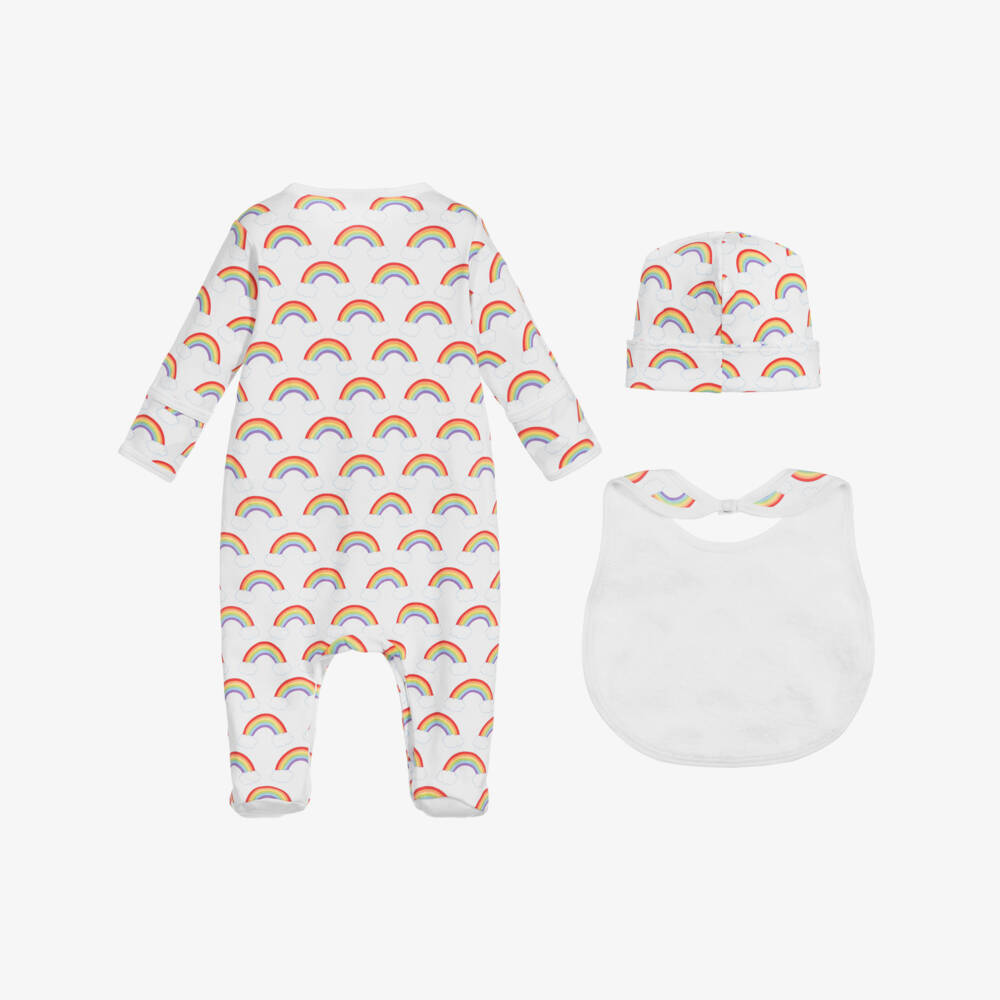 Magnolia Baby-White Pima Cotton Babygrow Set | Childrensalon Outlet
