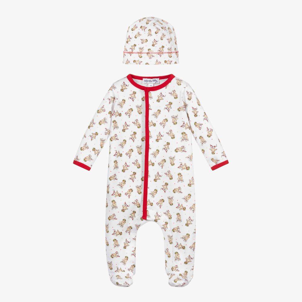 Magnolia Baby-White Pima Cotton Babygrow Set | Childrensalon Outlet