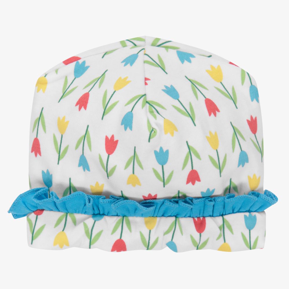 Magnolia Baby - Bonnet coton Pima blanc fleurs | Childrensalon