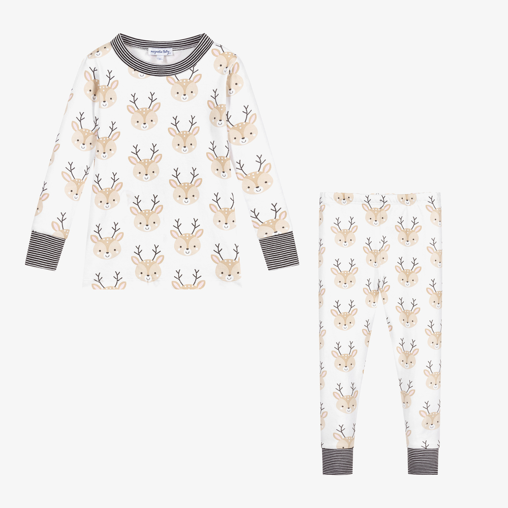 Magnolia Baby-بيجاما قطن بيما لون أبيض | Childrensalon Outlet