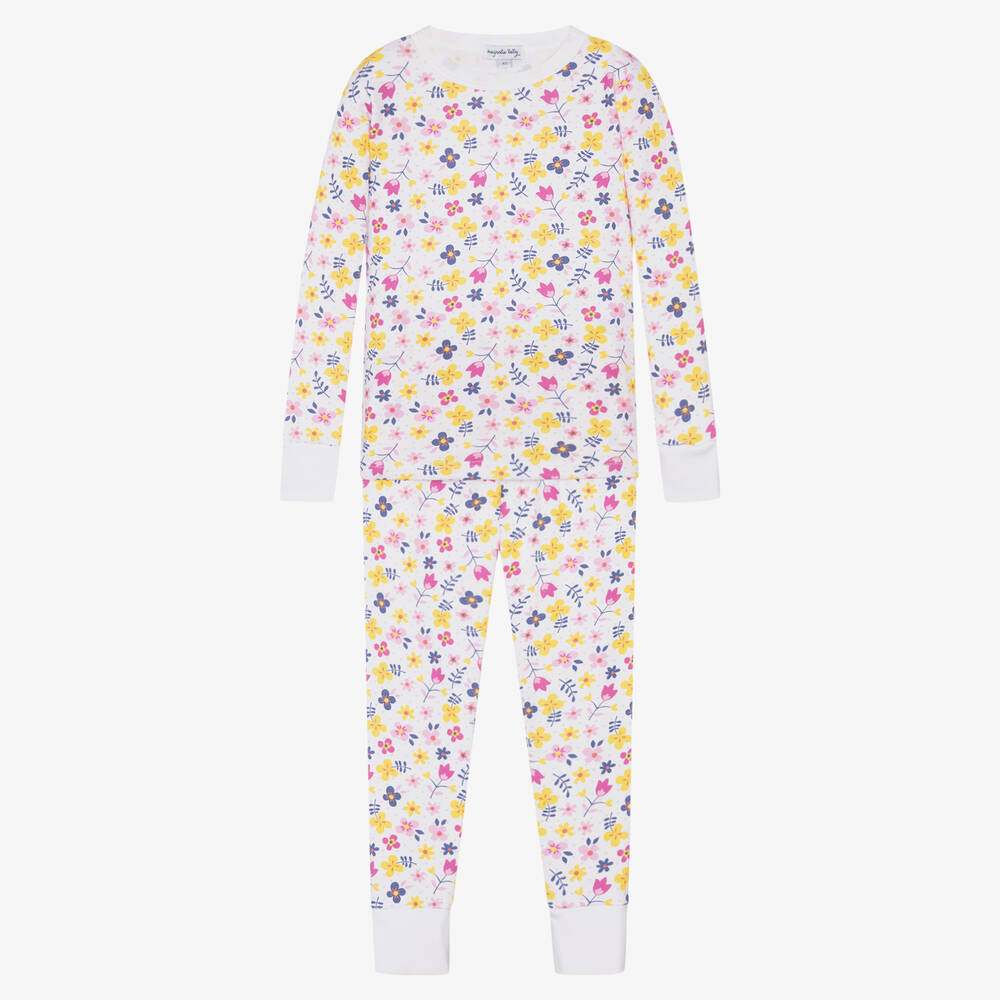 Magnolia Baby - White Pima Cotton Pyjamas  | Childrensalon