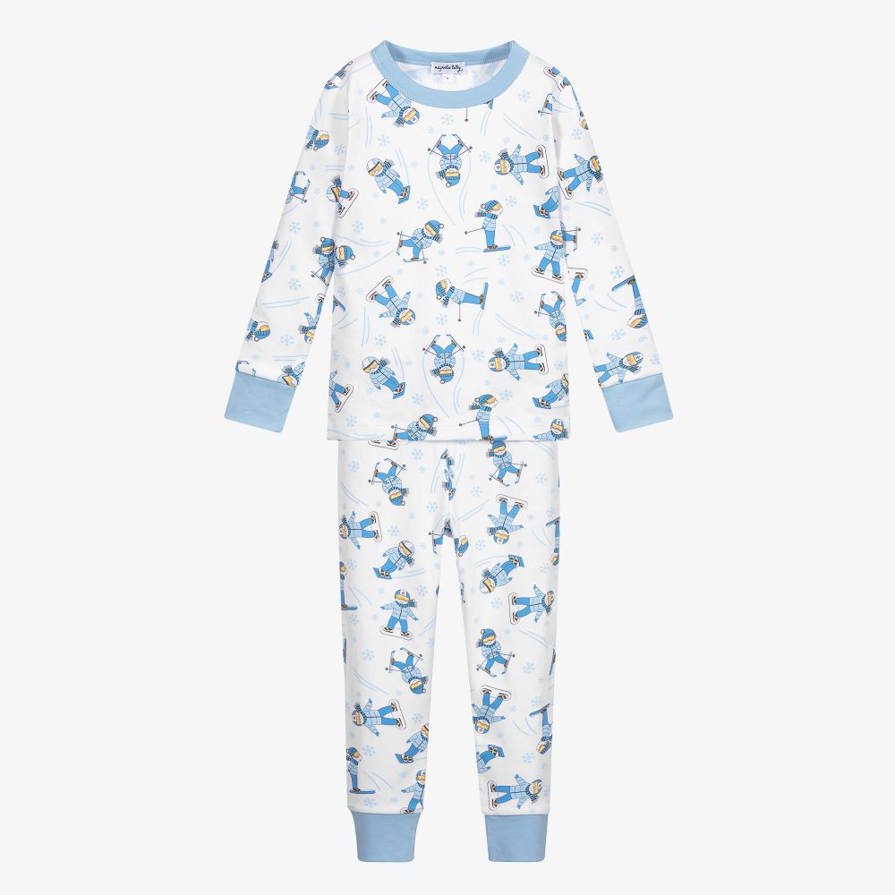 Magnolia Baby White Pima Cotton Ski Pyjamas Childrensalon Outlet