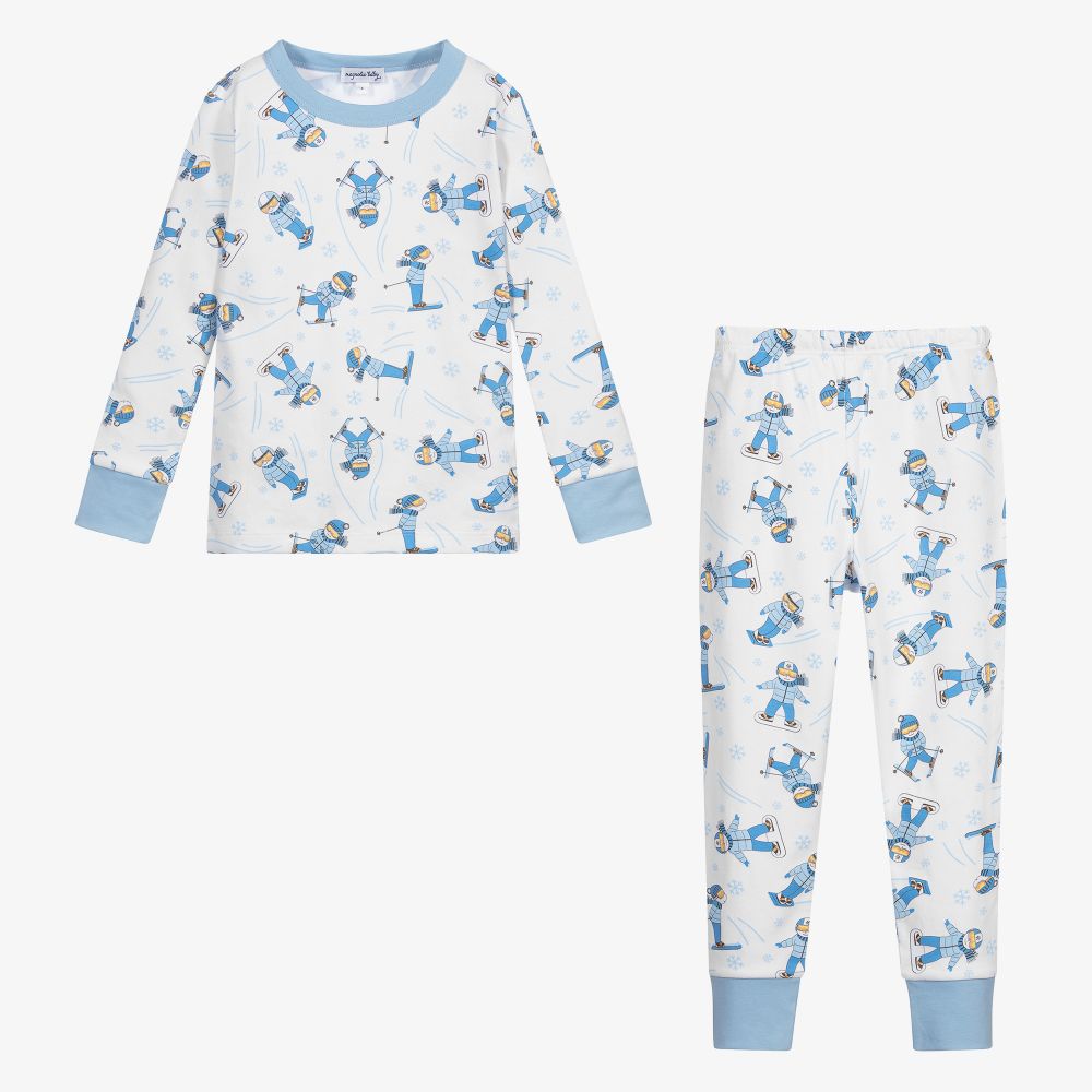 Magnolia Baby White Pima Cotton Ski Pyjamas Childrensalon Outlet