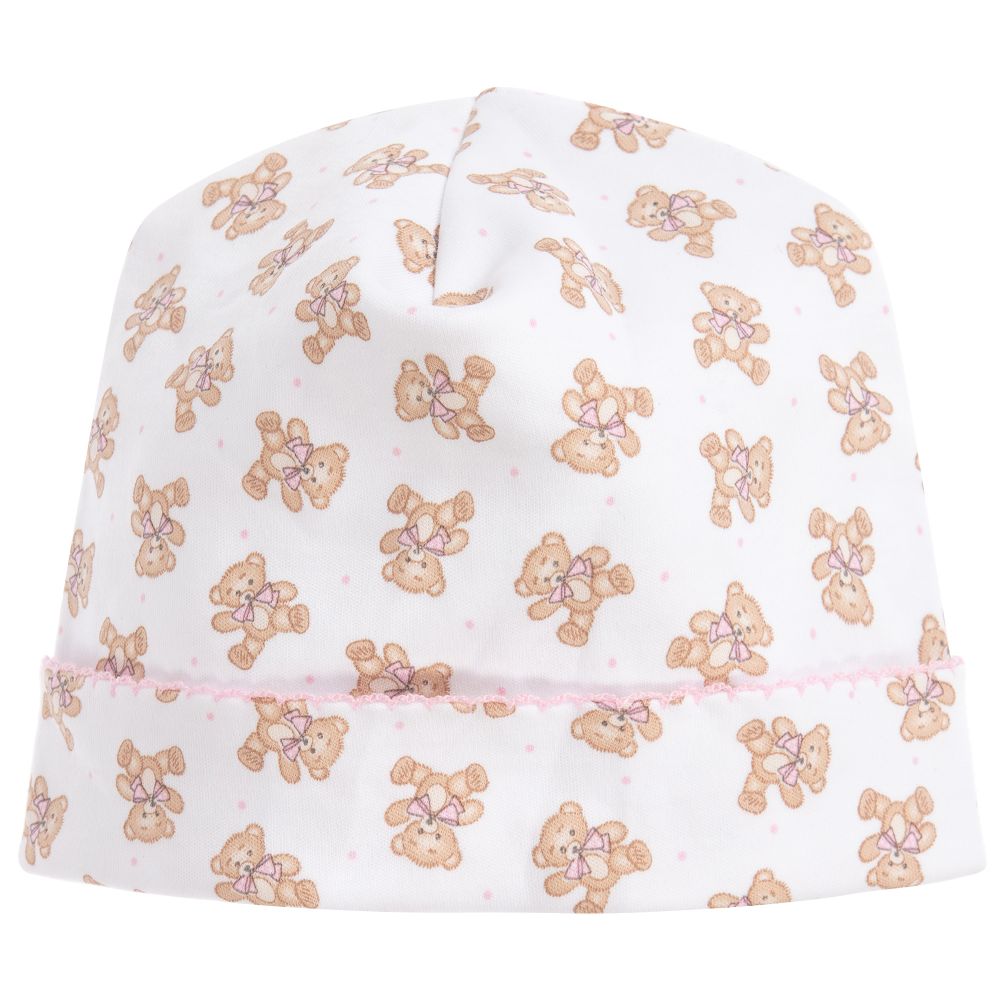 Magnolia Baby - قبعة قطن بيما لون أبيض وزهري للمولودات | Childrensalon