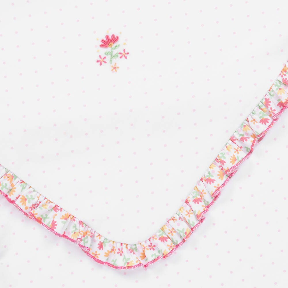 Magnolia Baby-Бело-розовое одеяло из хлопка пима с рюшами (78см) | Childrensalon Outlet
