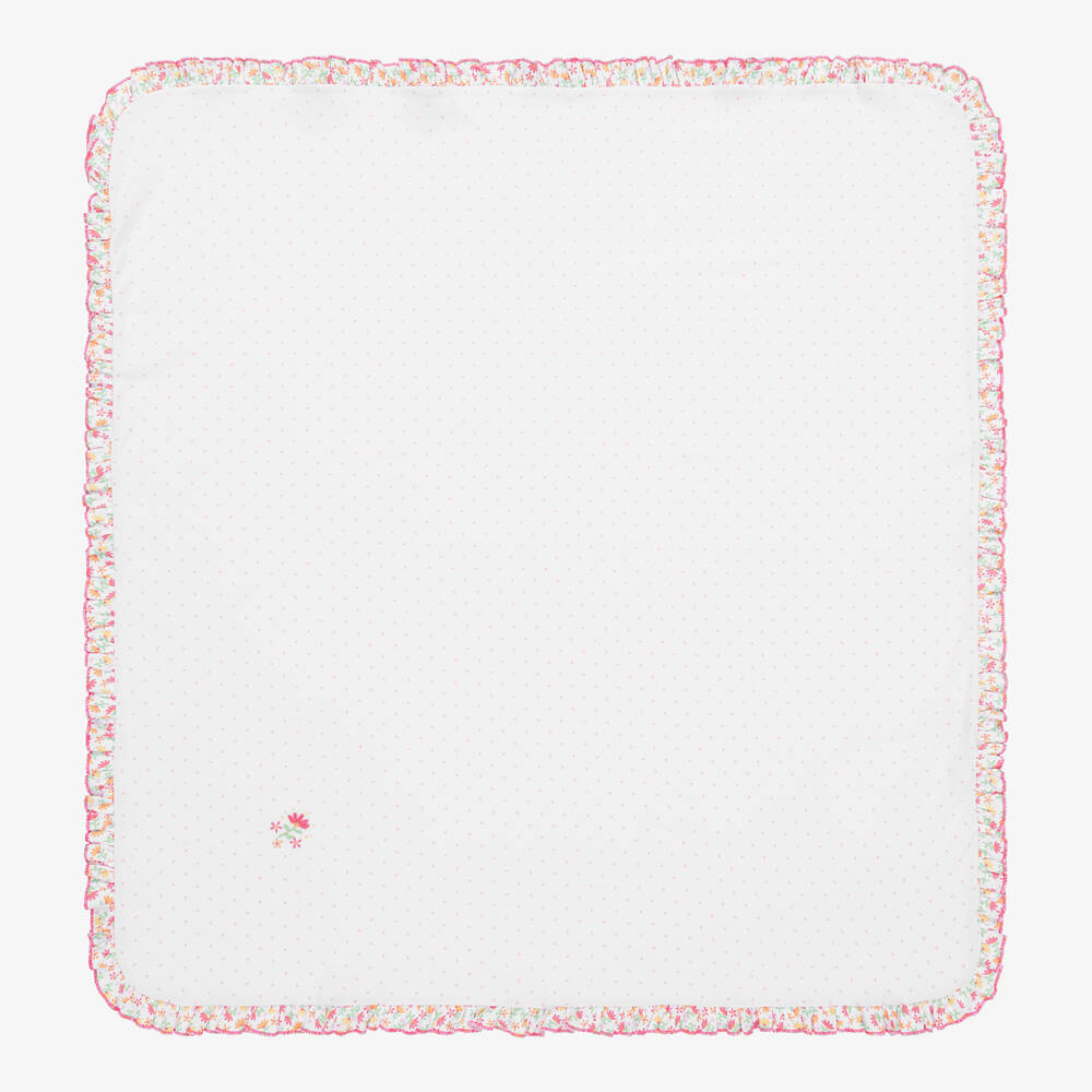 Magnolia Baby - White & Pink Pima Cotton Ruffle Blanket