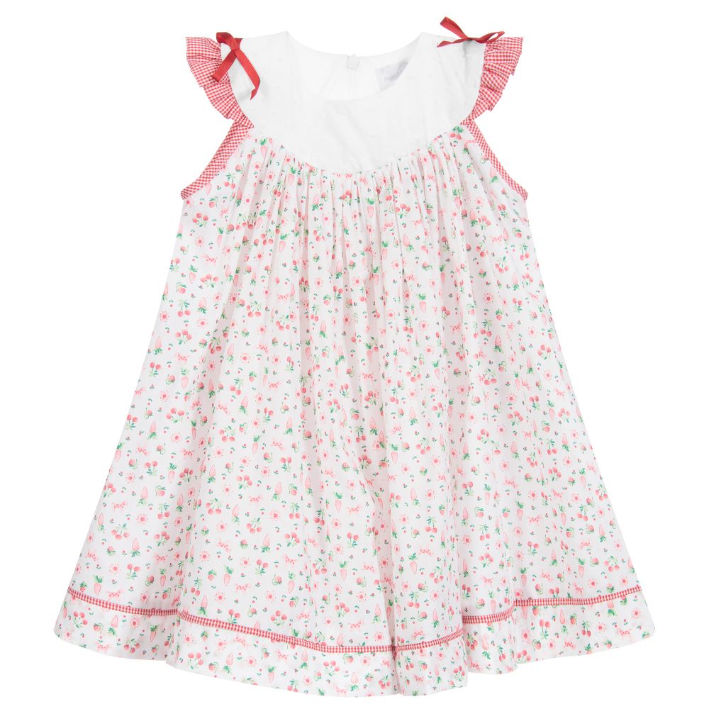 Magnolia Baby - White & Red Cotton Dress | Childrensalon