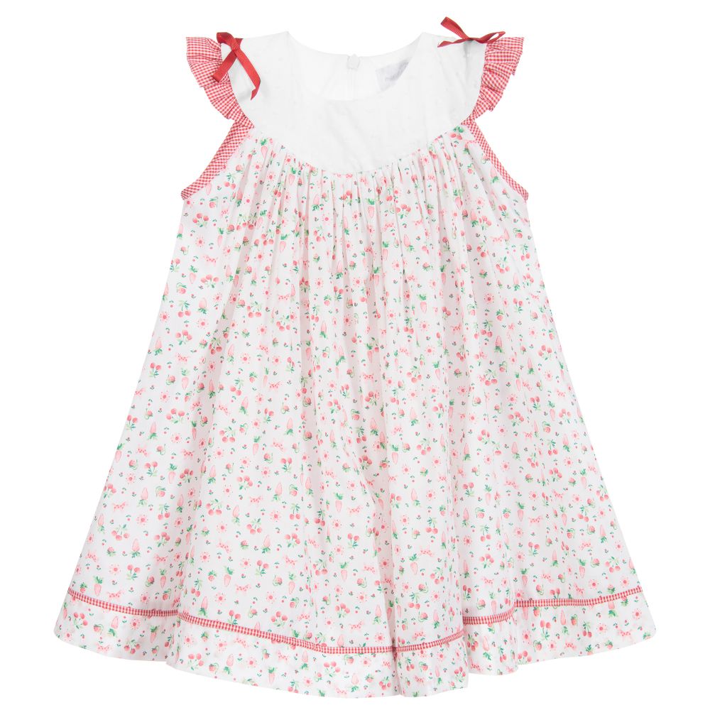 Magnolia Baby-White & Red Cotton Dress | Childrensalon Outlet