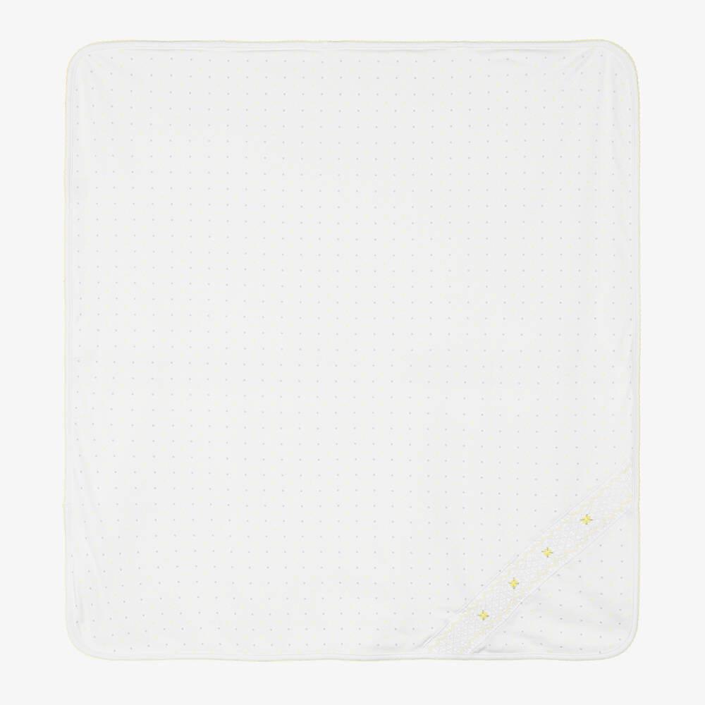 Magnolia Baby - Бело-желтое одеяло из хлопка со сборками (74см) | Childrensalon