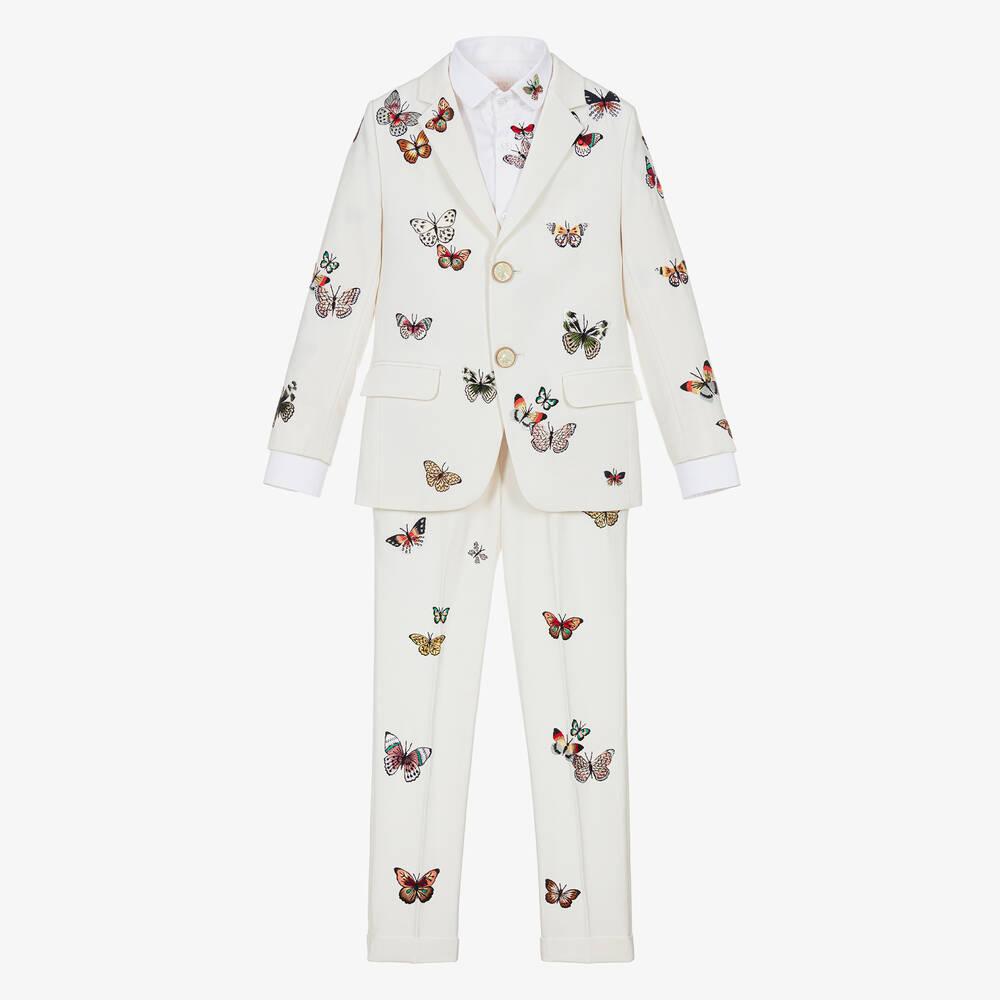 Maison Ava - Anzug mit Schmetterlingen elfenbein | Childrensalon