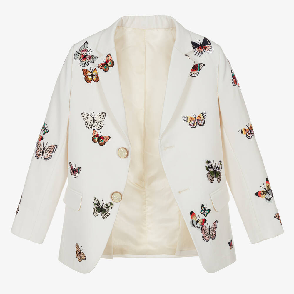 Maison Ava-Boys Ivory Embroidered Butterfly Suit | Childrensalon Outlet