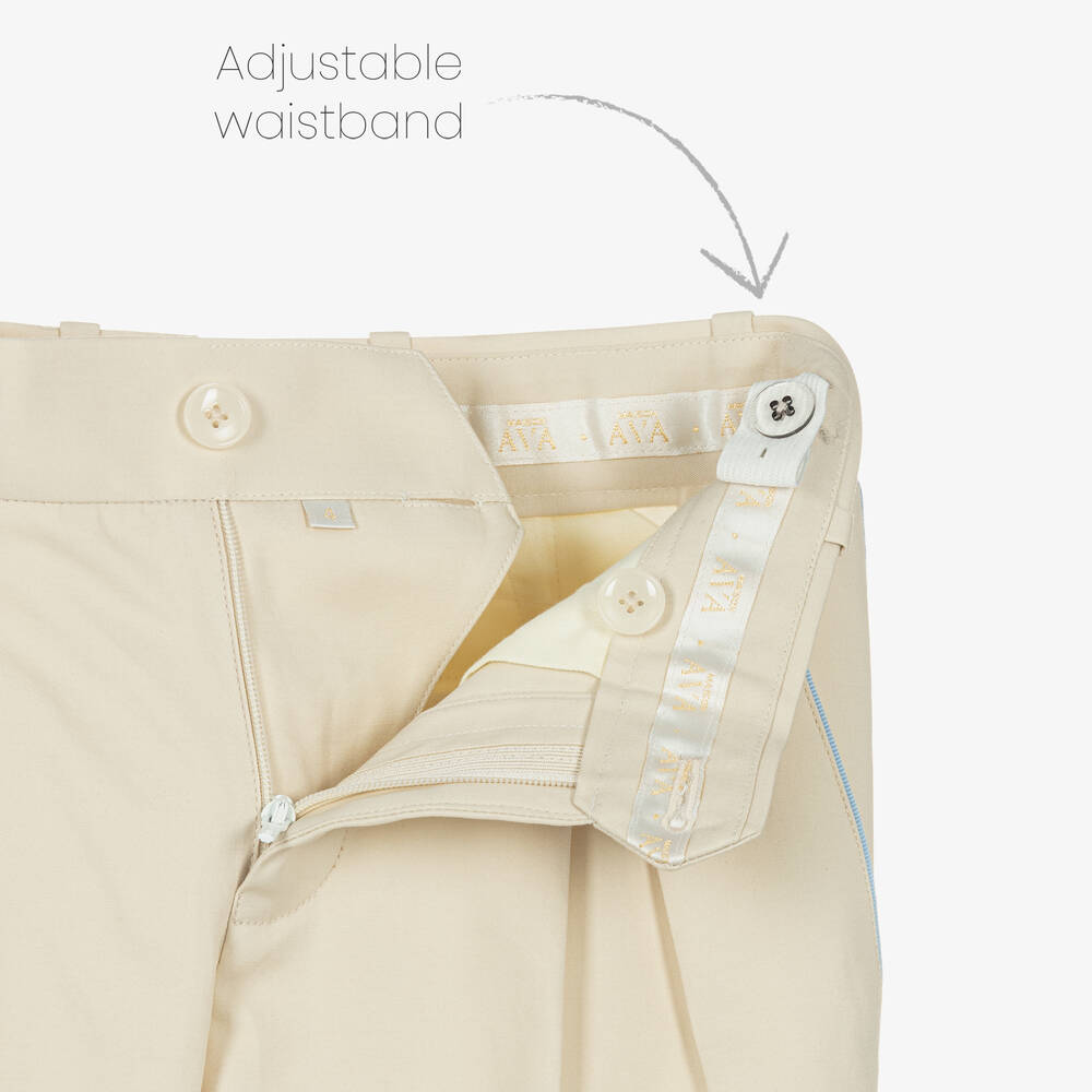 Maison Ava-Кремовый костюм с вышитыми цветами | Childrensalon Outlet