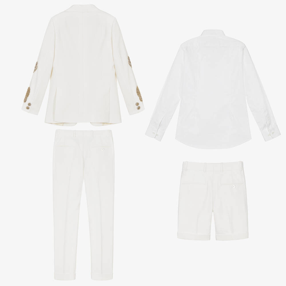 Maison Ava-Boys Ivory & Gold Baroque Crest Suit | Childrensalon Outlet